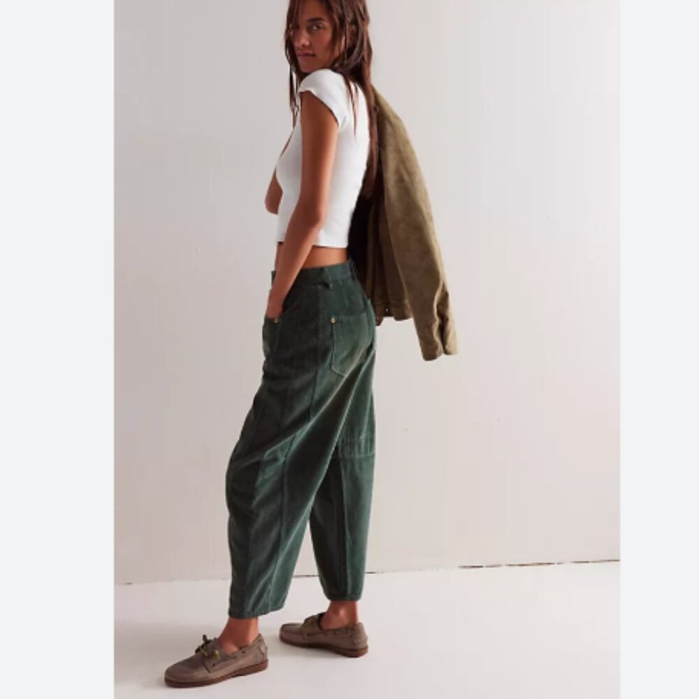 new Free People Good Luck Barrel Corduroy Button Fly Corduroy Pants 256 5M3 - Picture 4 of 6